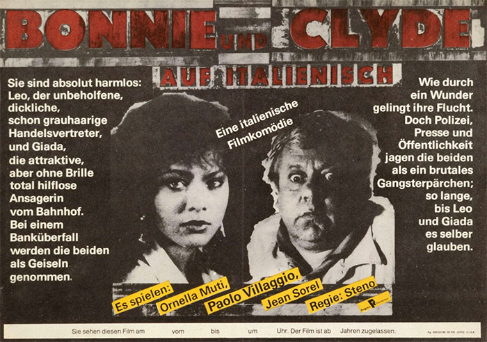 Plakat zum Film: Bonnie und Clyde auf italienisch