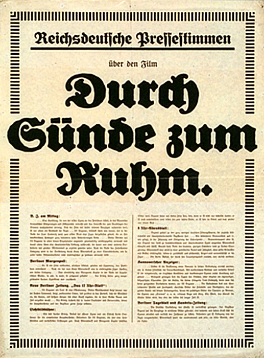 Plakat zum Film: Durch Sünde zum Ruhm