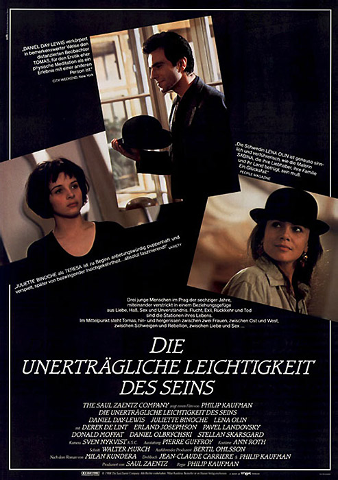 Plakat zum Film: unerträgliche Leichtigkeit des Seins, Die