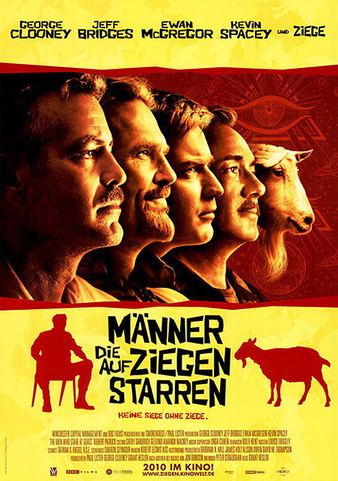 Plakat zum Film: Männer die auf Ziegen starren