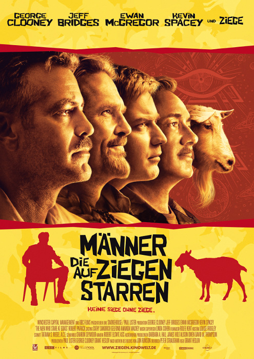 Plakat zum Film: Männer die auf Ziegen starren