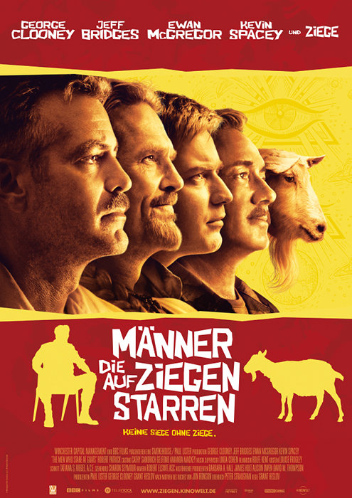 Plakat zum Film: Männer die auf Ziegen starren